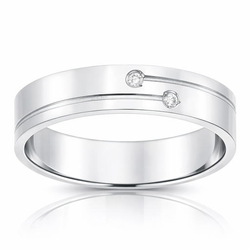 ALIANZA ORO BLANCO 18KL 2 DIAMANTES - 5MM