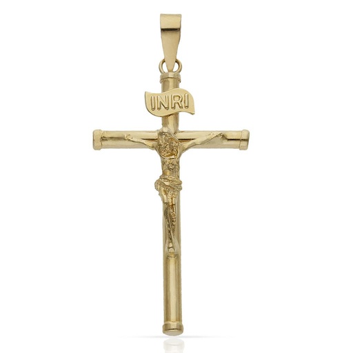 [C104F] CRUZ ORO 18KL CRISTO - 17X32MM