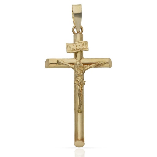 [C129F] CRUZ ORO 18KL CRISTO - 17X32MM