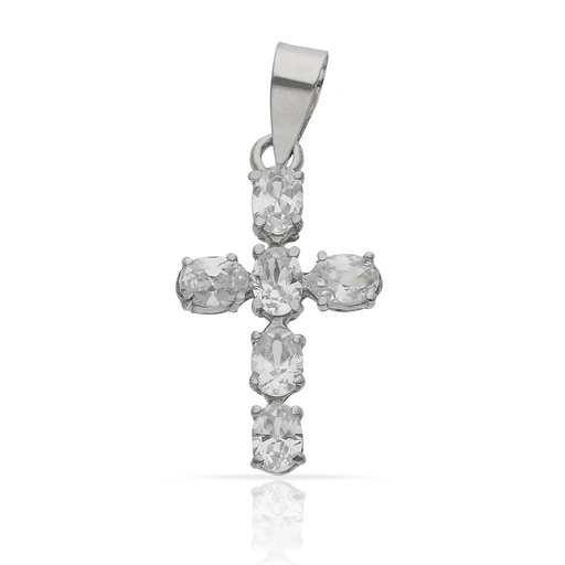 [C140] CRUZ ORO BLANCO 18KL CIRCONITAS