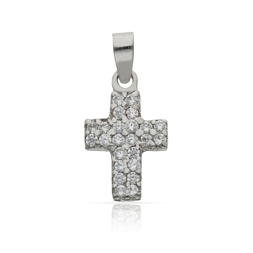 [C2063] CRUZ ORO BLANCO 18KL CIRCONITAS - 11x16MM