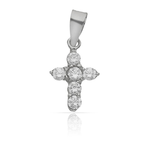 [C247] CRUZ ORO BLANCO 18KL CIRCONITAS - 10x15MM