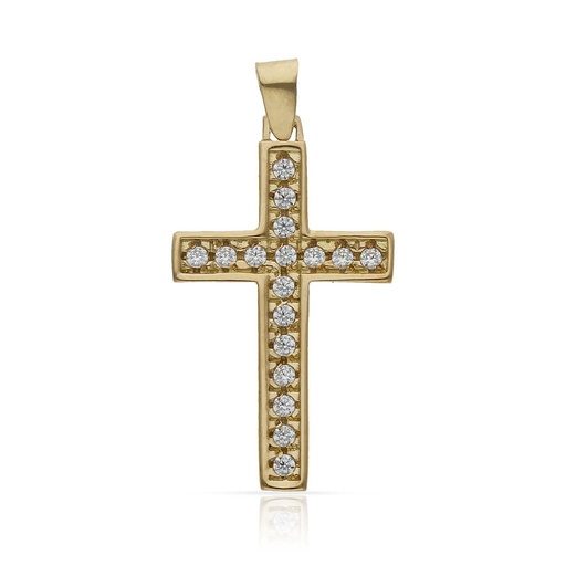 [C273] CRUZ ORO 18KL CIRCONITAS - 16x27MM
