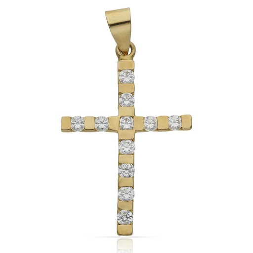 [C332] CRUZ ORO 18KL CIRCONITAS - 20x31MM