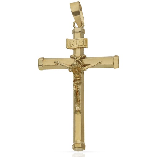 [C4013F] CRUZ ORO 18KL CRISTO - 20X34MM