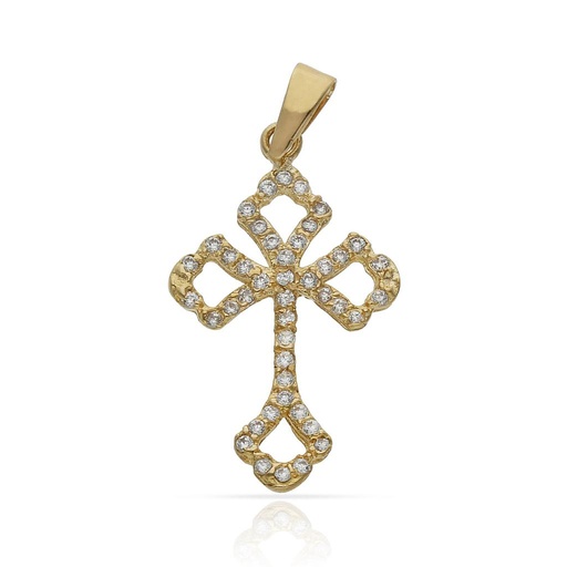 [C460] CRUZ ORO 18KL CIRCONITAS - 14x22MM