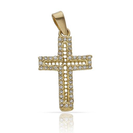 [C462] CRUZ ORO 18KL CIRCONITAS - 14x22MM