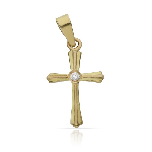 [C465] CRUZ ORO 18KL CIRCONITA - 11x17MM