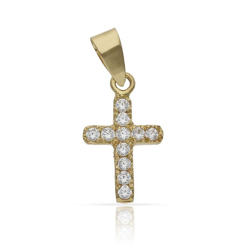 [C466] CRUZ ORO 18KL CIRCONITAS - 9x15MM