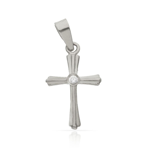 [C480] CRUZ ORO BLANCO 18KL CIRCONITA - 11x17MM