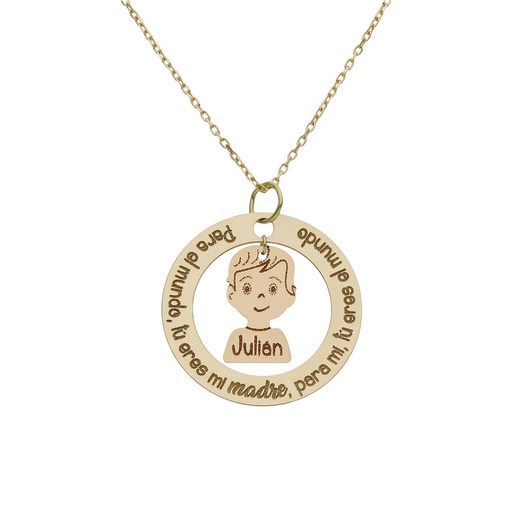 [G1004] GARGANTILLA ORO 18KL FRASE + NIÑO