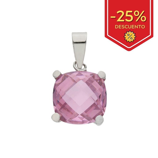 [G358] COLGANTE ORO BLANCO 18KL PIEDRA ROSA