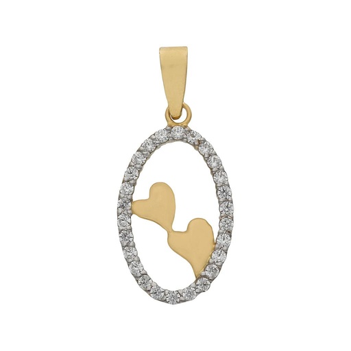 [G420] COLGANTE ORO 18KL CORAZONES CIRCONITAS