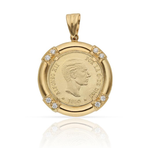 [G458] COLGANTE ORO 18KL MONEDA - 18MM
