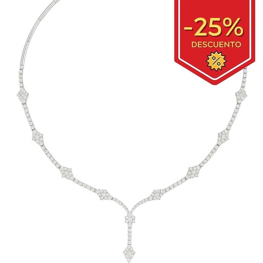 [G4929] GARGANTILLA ORO BLANCO 18KL ROSETONES CIRCONITAS