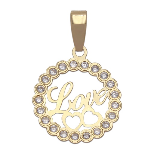 [G536] COLGANTE ORO 18KL LOVE CIRCONITAS - 15MM