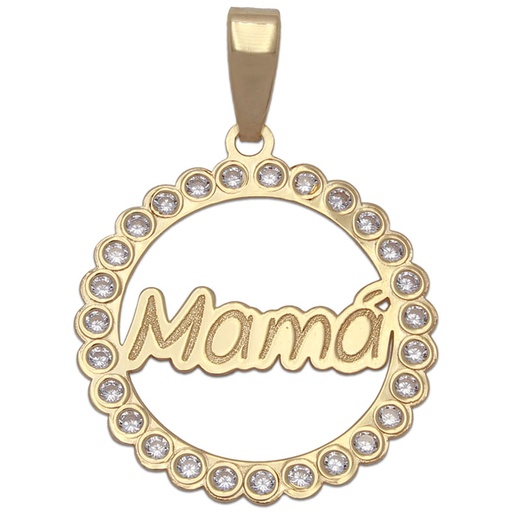 [G539] COLGANTE ORO 18KL MAMA CIRCONITAS - 20MM