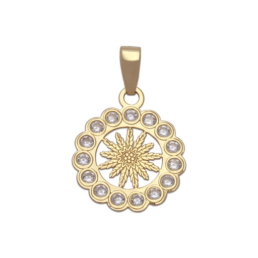 [G544] COLGANTE ORO 18KL FLOR EGUZKILORE - 12MM