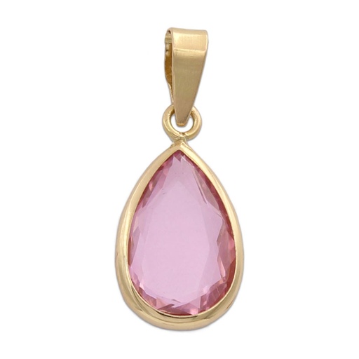 [G560] COLGANTE ORO 18KL LAGRIMA PIEDRA ROSA