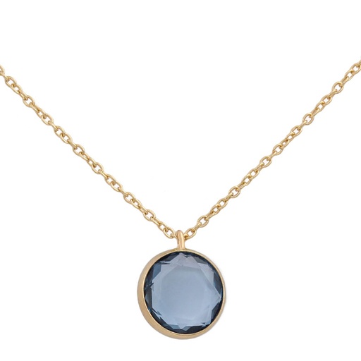 [G640] GARGANTILLA  ORO 18KL CIRCULO PIEDRA AZUL