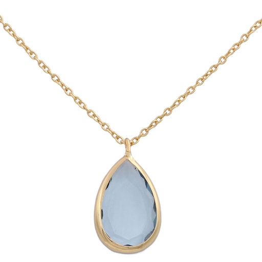 [G643] GARGANTILLA ORO 18KL LAGRIMA PIEDRA AZUL