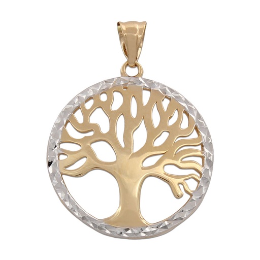 [G747] COLGANTE ORO 18KL ARBOL VIDA BICOLOR