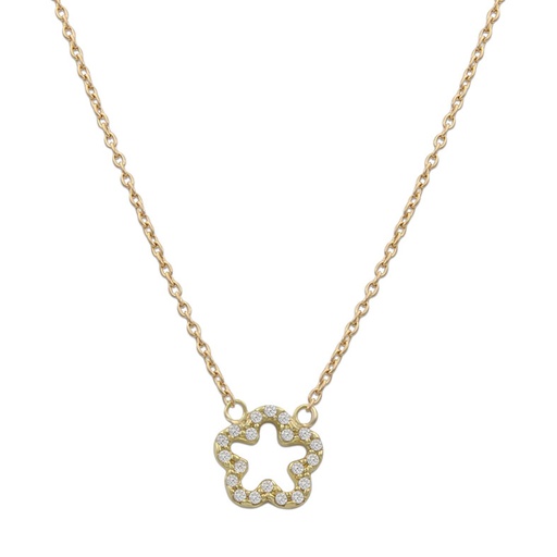 [G774] GARGANTILLA ORO 18KL FLOR CIRCONITAS