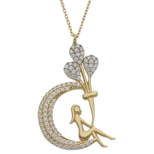 [G919] GARGANTILLA ORO 18KL LUNA + GLOBOS