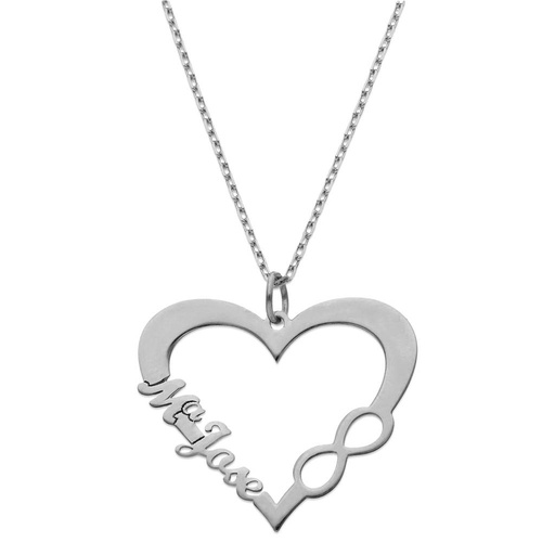 [G946] GARGANTILLA ORO BLANCO 18KL CORAZON + NOMBRE