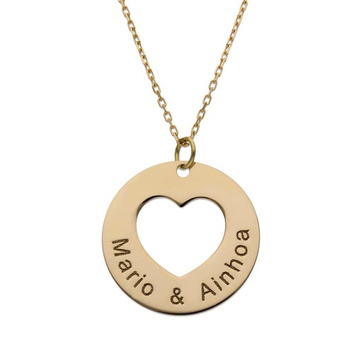 [G951] GARGANTILLA ORO 18KL CORAZON + NOMBRES