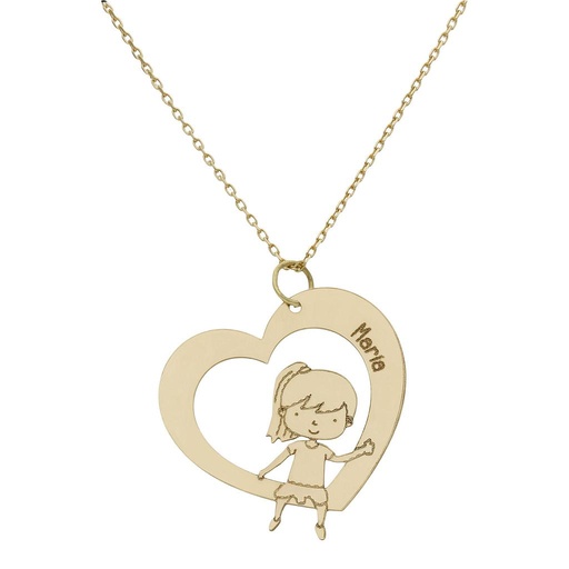 [G997] GARGANTILLA ORO 18KL CORAZON + NIÑA