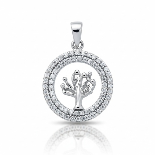 [LCR506B] COLGANTE ORO BLANCO 18KL ARBOL DIAMANTES