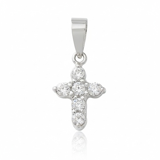 [LCR803B] CRUZ ORO BLANCO 18KL DIAMANTES