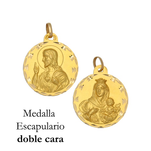 MEDALLA ORO 18KL ESCAPULARIO - 14MM