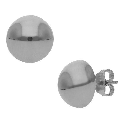 [P1037] PENDIENTES ORO BLANCO 18KL MEDIA BOLA - 12MM