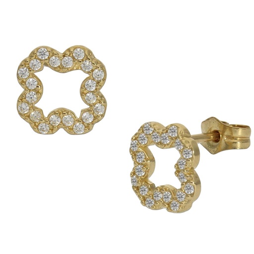 [P1054] PENDIENTES ORO 18KL FLOR CIRCONITAS