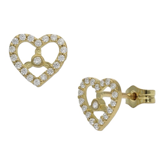 [P1058] PENDIENTES ORO 18KL CORAZONES CIRCONITAS