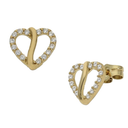 [P1061] PENDIENTES ORO 18KL CORAZON CIRCONITAS