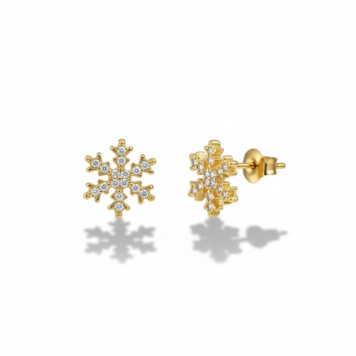 [P114] PENDIENTES ORO 18KL COPOS DE NIEVE