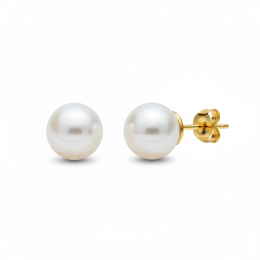 [P1195] PENDIENTES ORO 18KL P. AUSTRALIANA 9 MM