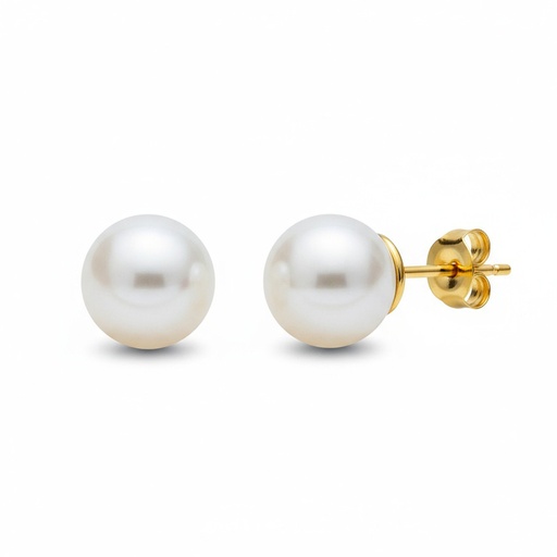 [P1196] PENDIENTES ORO 18KL PERLAS CULTIVADAS 9'5 MM