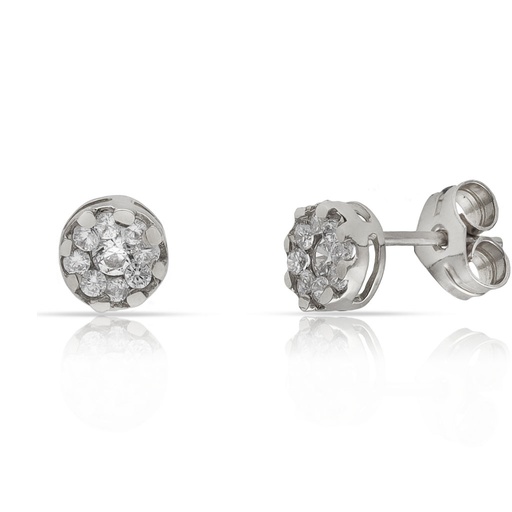 [P1273] PENDIENTES ORO BLANCO 18KL CIRCONITAS - 5MM