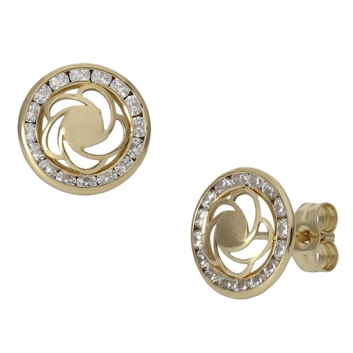 [P1328] PENDIENTES ORO 18KL FLOR CIRCONITAS - 9.50MM
