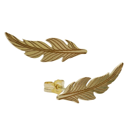 [P1343] PENDIENTES ORO 18KL TREPADORES PLUMA