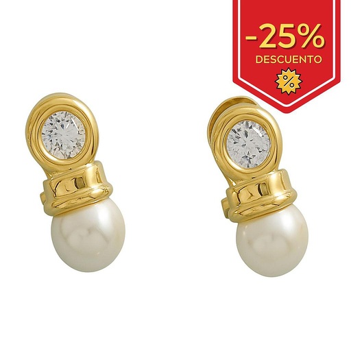 [P1605] PENDIENTES ORO 18KL CON PERLAS