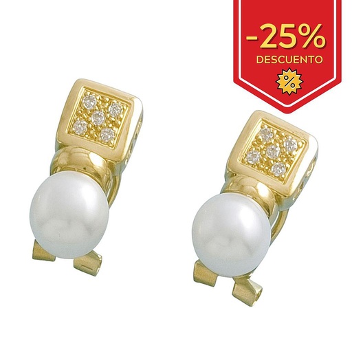 [P1612] PENDIENTES EN ORO DE 18KL CON PERLAS