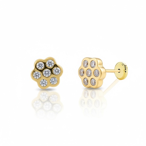 [P1634] PENDIENTES ORO 18KL FLOR 