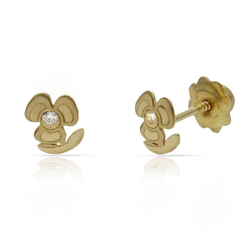 [P177] PENDIENTES ORO 18KL FLOR