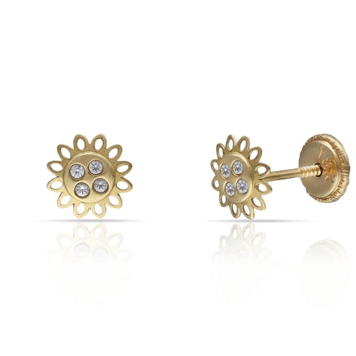 [P187] PENDIENTES ORO 18KL FLOR