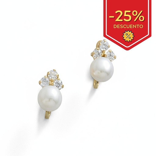 [P2019A] PENDIENTES ORO 18KL PERLAS